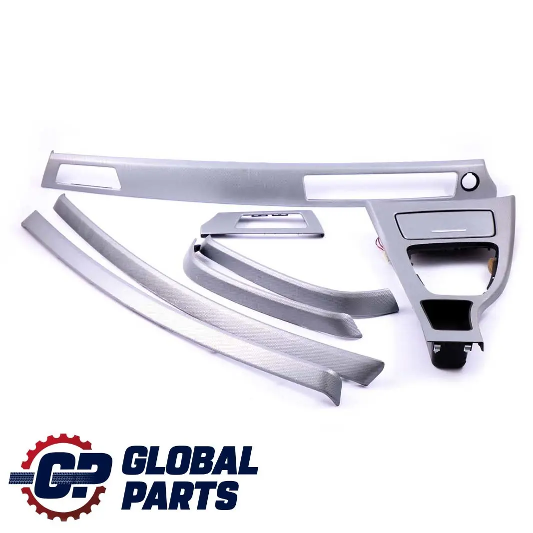 BMW 3 Series E90 E91 Set Cover Dash Trim Strip Console Aluminium Glacier Silber