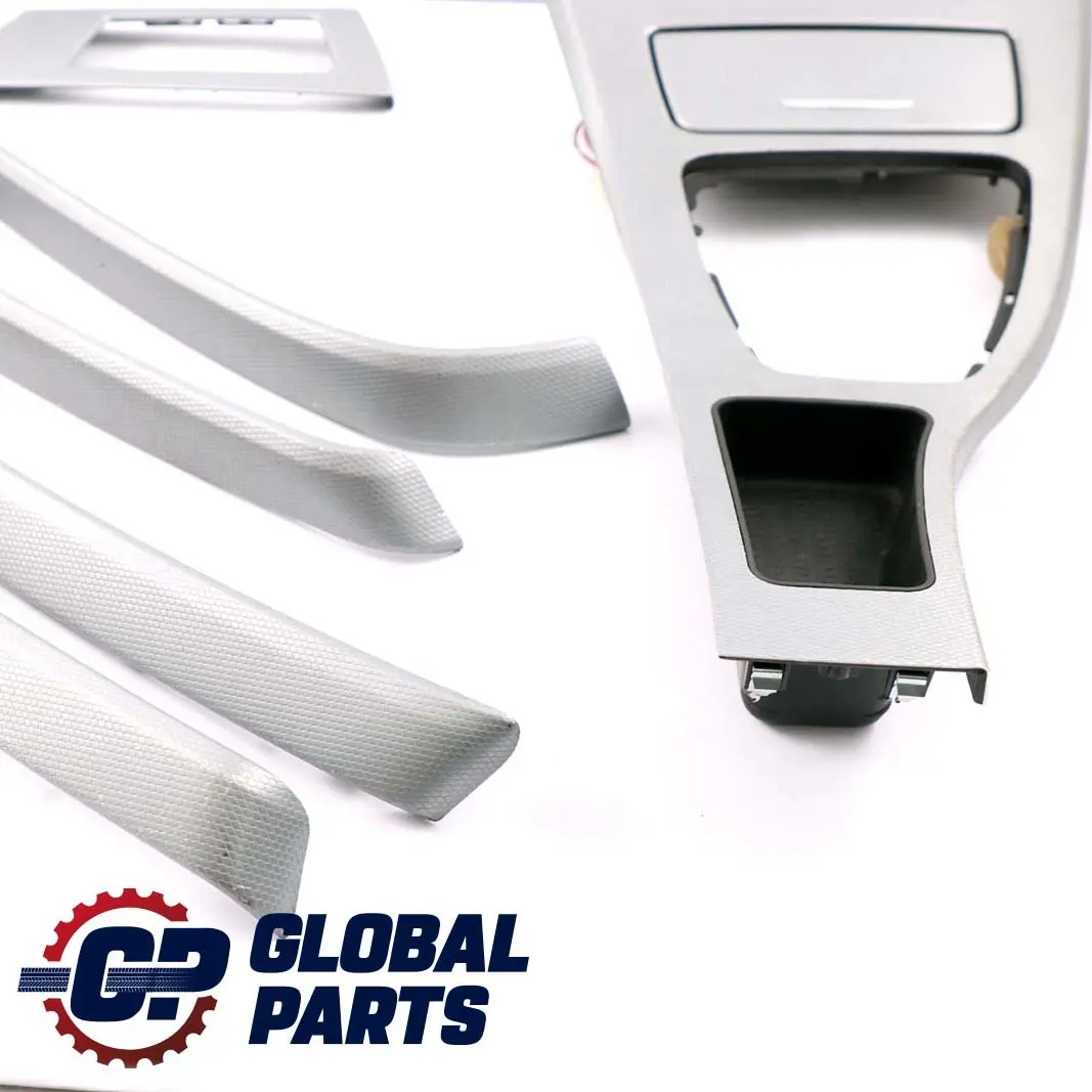 BMW 3 Series E90 E91 Set Cover Dash Trim Strip Console Aluminium Glacier Silber