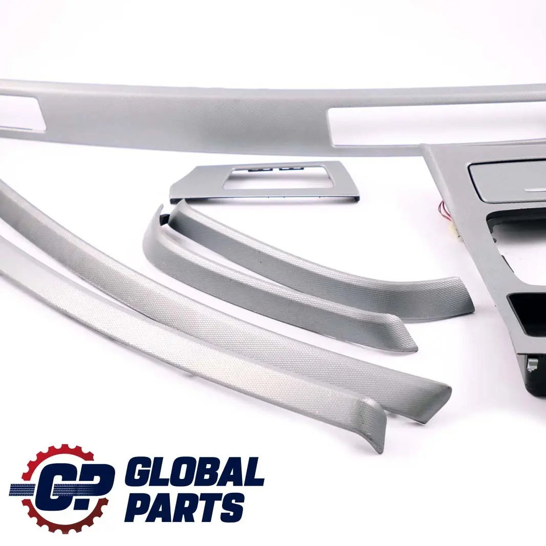 BMW 3 Series E90 E91 Set Cover Dash Trim Strip Console Aluminium Glacier Silber