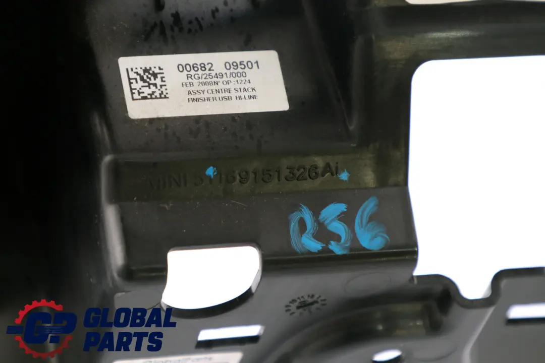 BMW MINI Cooper One R56 R55 Trim Black Centre Console Cover 9151326