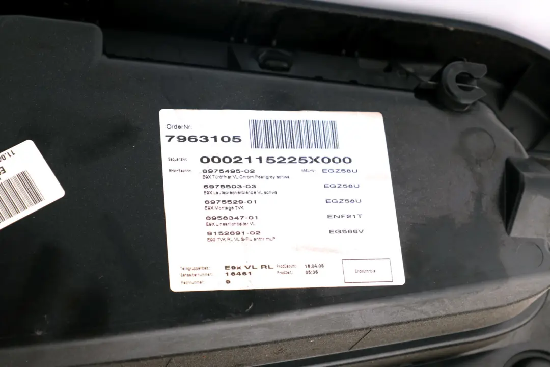 BMW 3 Series E92 Door Card Lining Black Anthracite Trim Panel Front Left N/S