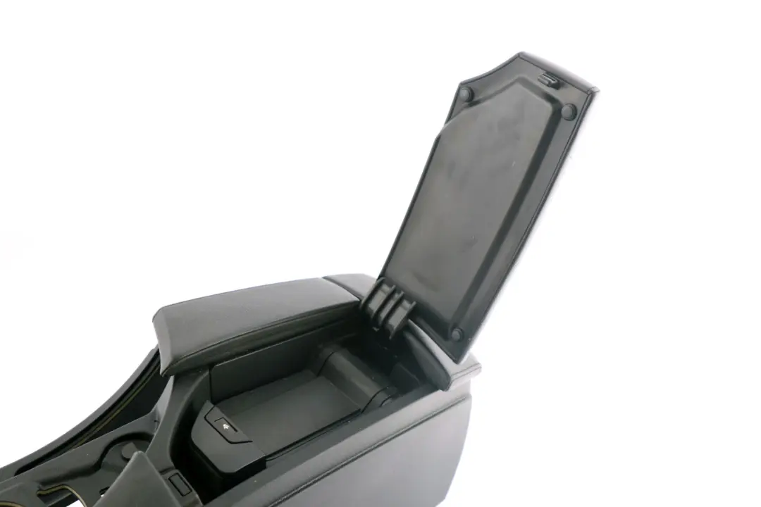 BMW 5 Series E60 E61 2 Black Centre Console Leather Armrest Part 9191801