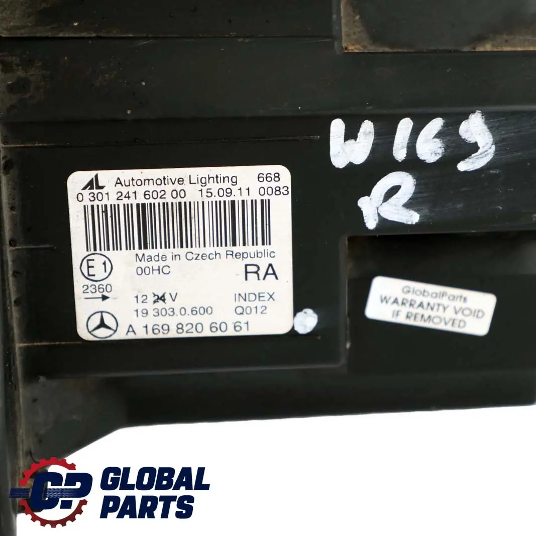 Mercedes-Benz A-Class W169 Headlight Headlamp Lamp Front Right O/S A1698206061