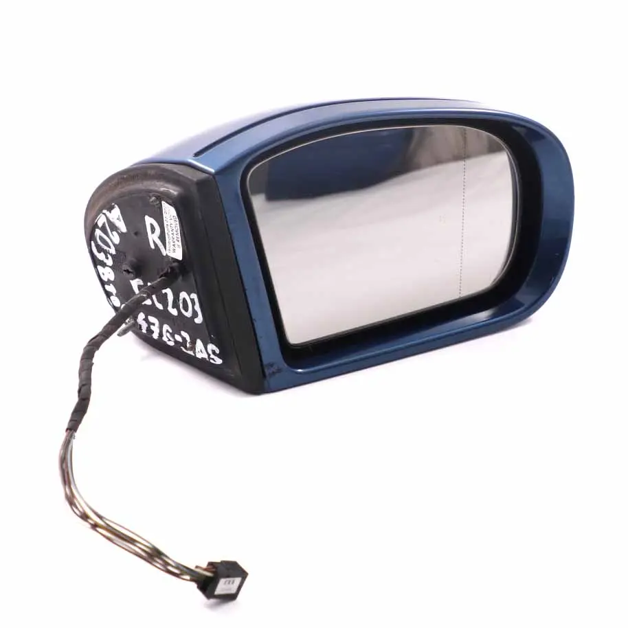 Mercedes W203 Wing Mirror Power Fold Door Right O/S Outside Jaspisblau Blue 345