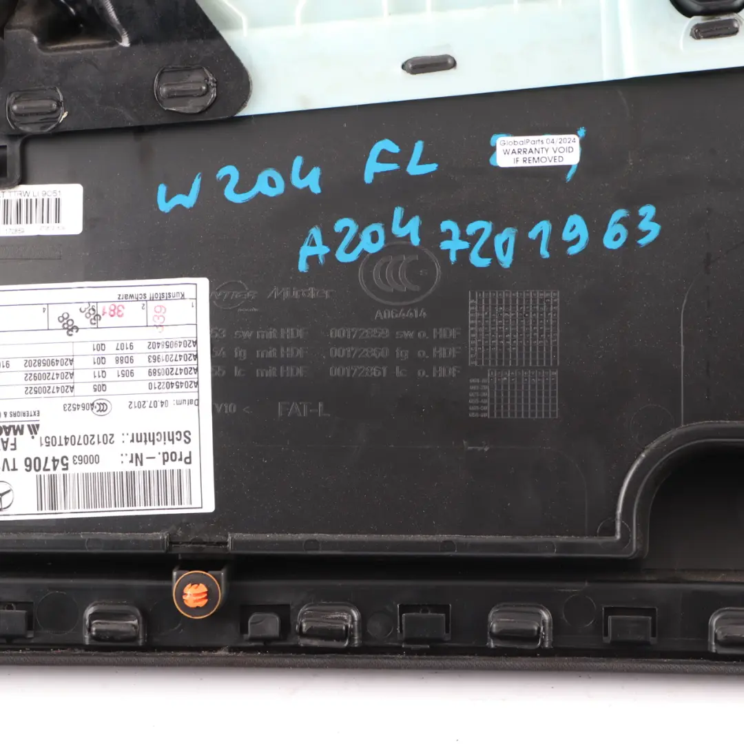 Mercedes W204 Front Left N/S Door Card Trim Panel Covering Black Cloth Fabric