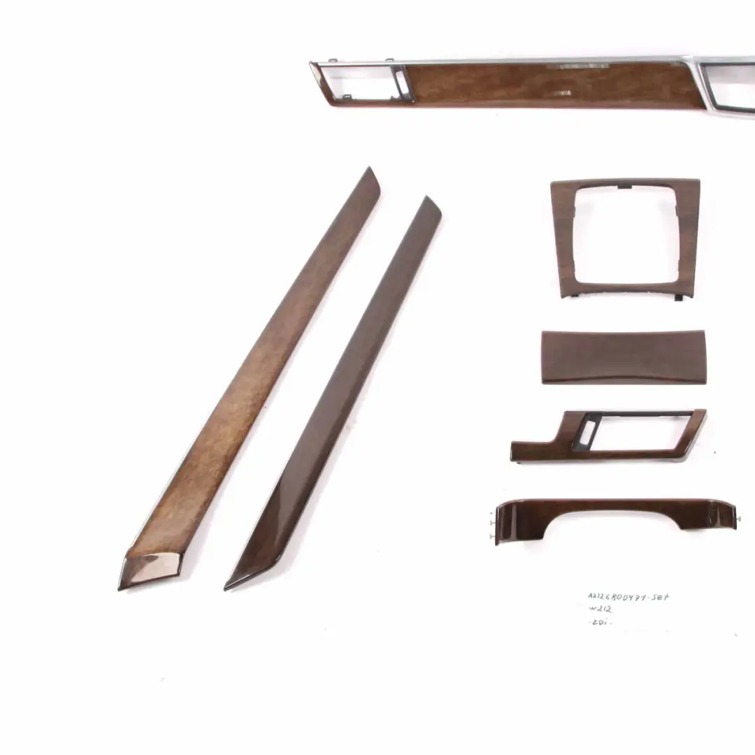 Mercedes W212 Dashboard Strip Trims Dash Cover Set Eucalyptus Wood A2126800471