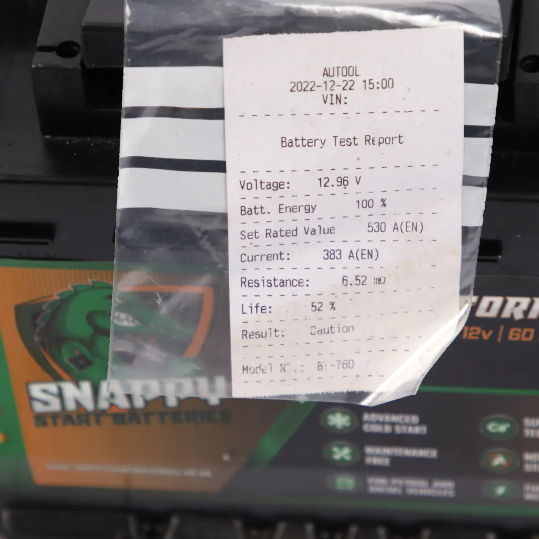 Snappy High Performance Accumulator Battery 60Ah 530A 12V