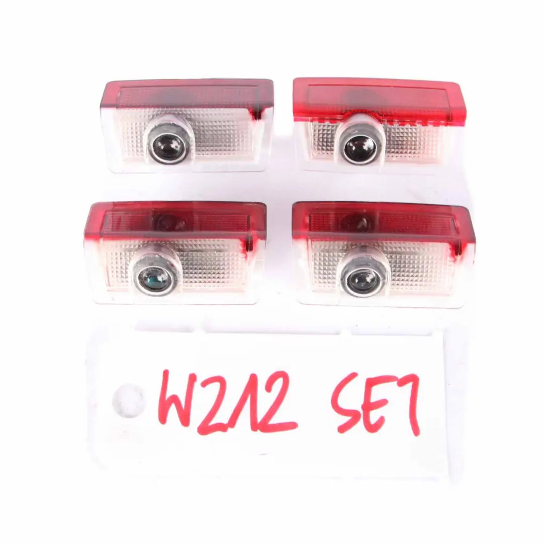 Mercedes W212 Door Panel Light Lamp Red Projector Logo Set Front Rear Left Right
