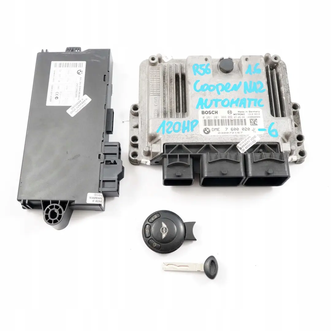 120HP Centralina Dme + CAS3 + Chiave per Mini Cooper R55 R56 N12 1.6 con numero di parte 7600020 Mini Cooper R55 R56 N12 1.6 120HP Centralina Dme + CAS3 + Chiave - SKU 7600020-6 - Numero di parte 7600020