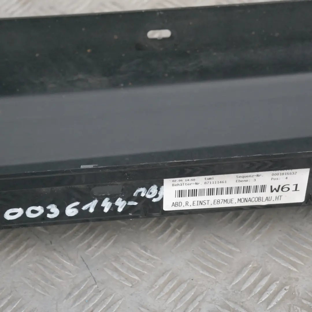 Listwa Progowa Boczna Prawa Niebieska 0036144 do BMW E87N LCI o numerze 51770036144 BMW E87N LCI Listwa Progowa Boczna Prawa Niebieska 0036144 - SKU 0036144-MB3 - Numer Części 51770036144