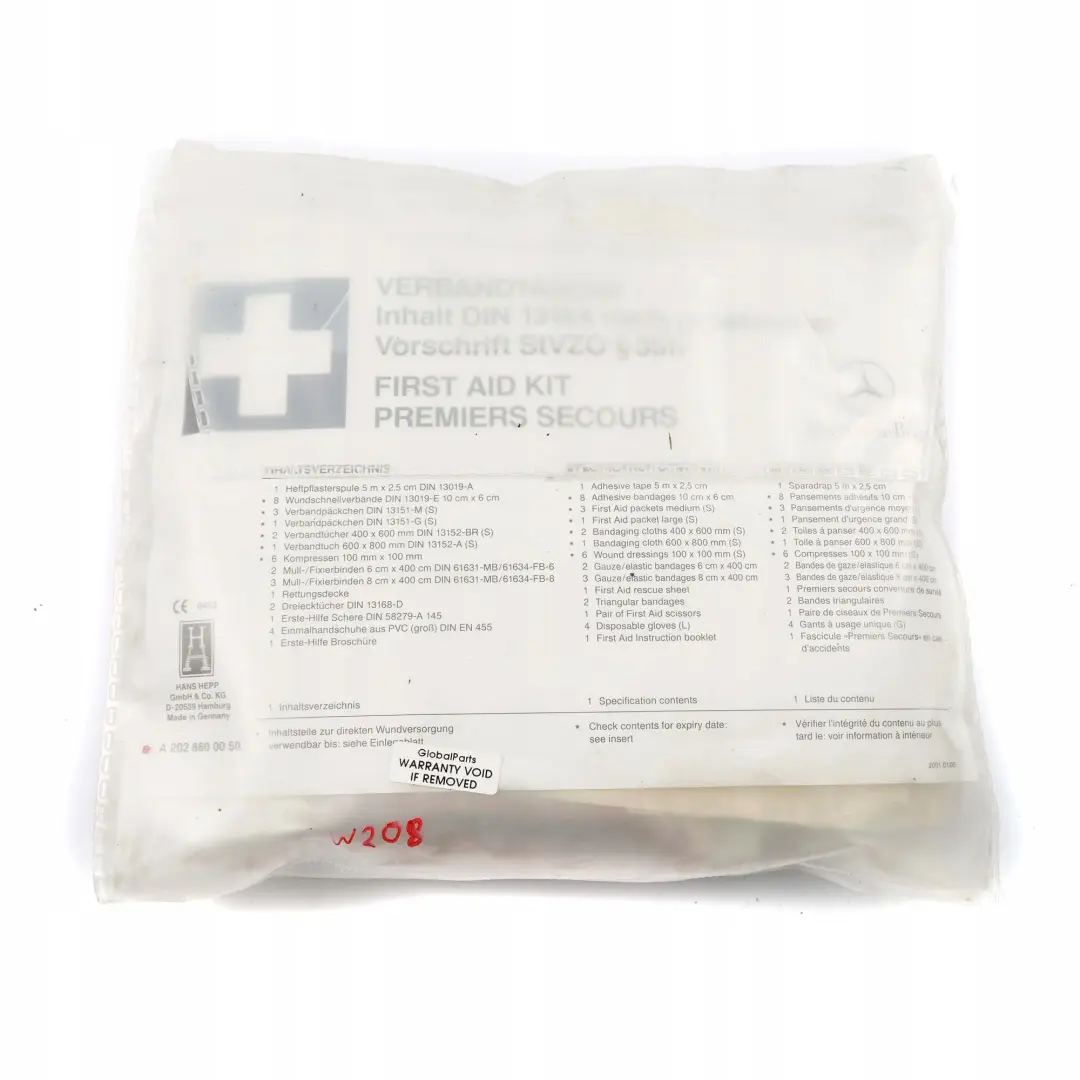 Mercedes-Benz W202 W208 First Aid Emergency Medical Life Saving to with Part number A2028600050 Mercedes-Benz W202 W208 First Aid Emergency Medical Life Saving - SKU A2028600050 - Part number A2028600050