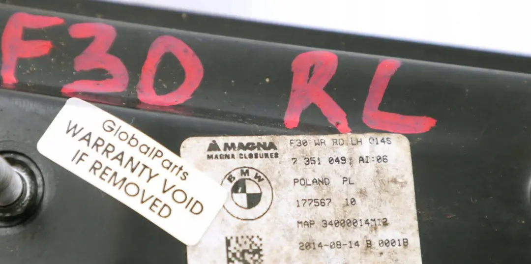 Window Lifter Regulator Rear Left N/S 7351049 to BMW 3 Series F30 F31 F80 M3 with Part number 7281887 BMW 3 Series F30 F31 F80 M3 Window Lifter Regulator Rear Left N/S 7351049 - SKU 7281887 - Part number 7281887