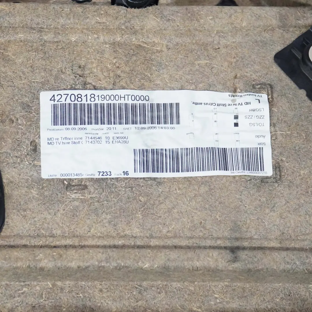 BMW E90 Tapicerka boczek drzwi prawy tył Cytrus - SKU 9152374 - Numer Części 9152374