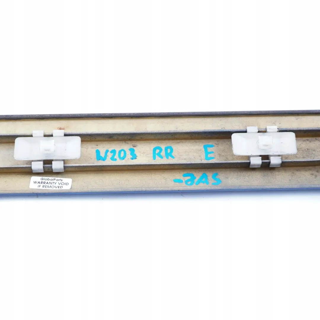 Mercedes-Benz C W203 Rear Right O/S Door Trim Molding Strip Jaspis Blue - 345 to with Part number A2036903062 Mercedes-Benz C W203 Rear Right O/S Door Trim Molding Strip Jaspis Blue - 345 - SKU A2036903062-JAS - Part number A2036903062