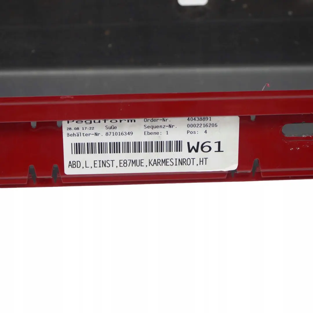 BMW E87 LCI Listello Portiera Apertura Gonna SX Rosso-Cremisi Rosso - A61 - SKU 0036145-KAR2 - Numero di parte 0036145