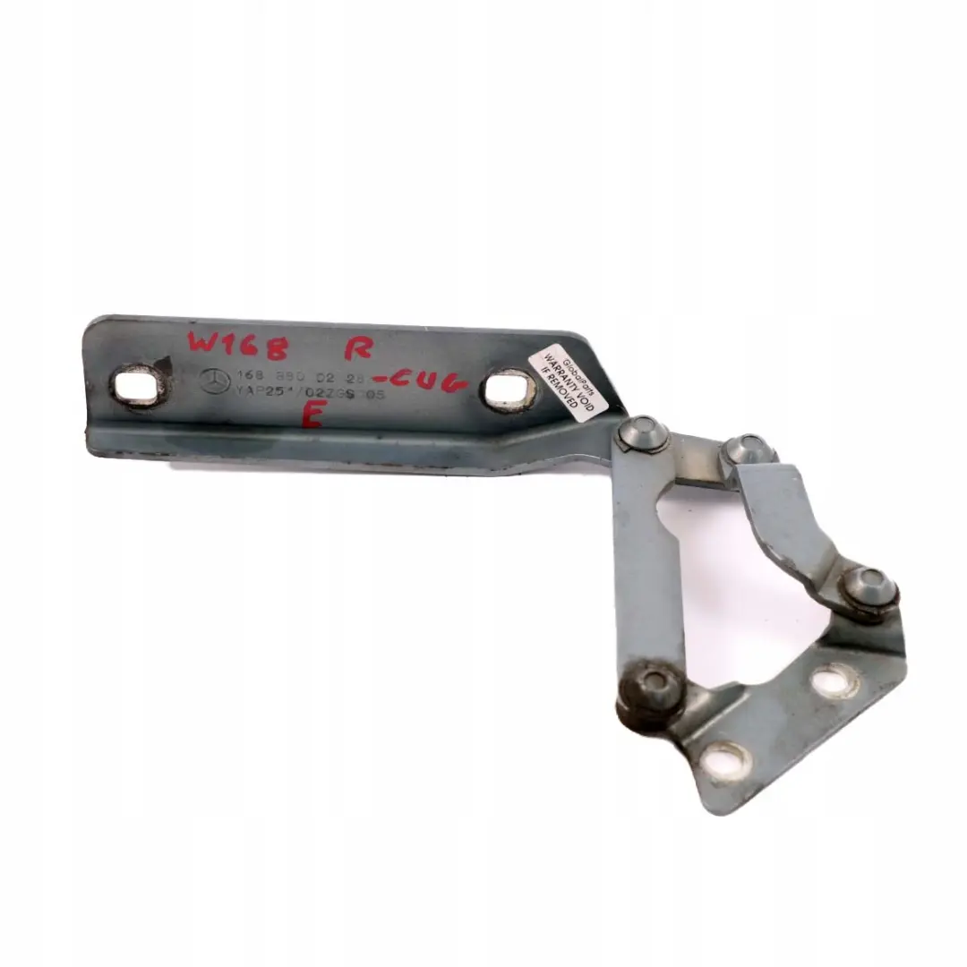 Mercedes-Benz A W168 Bisagra Derecha Capo Delantera Gris Cumulus - 757 para con número de pieza A1688800228 Mercedes-Benz A W168 Bisagra Derecha Capo Delantera Gris Cumulus - 757 - SKU A1688800228-CUG - Número de pieza A1688800228