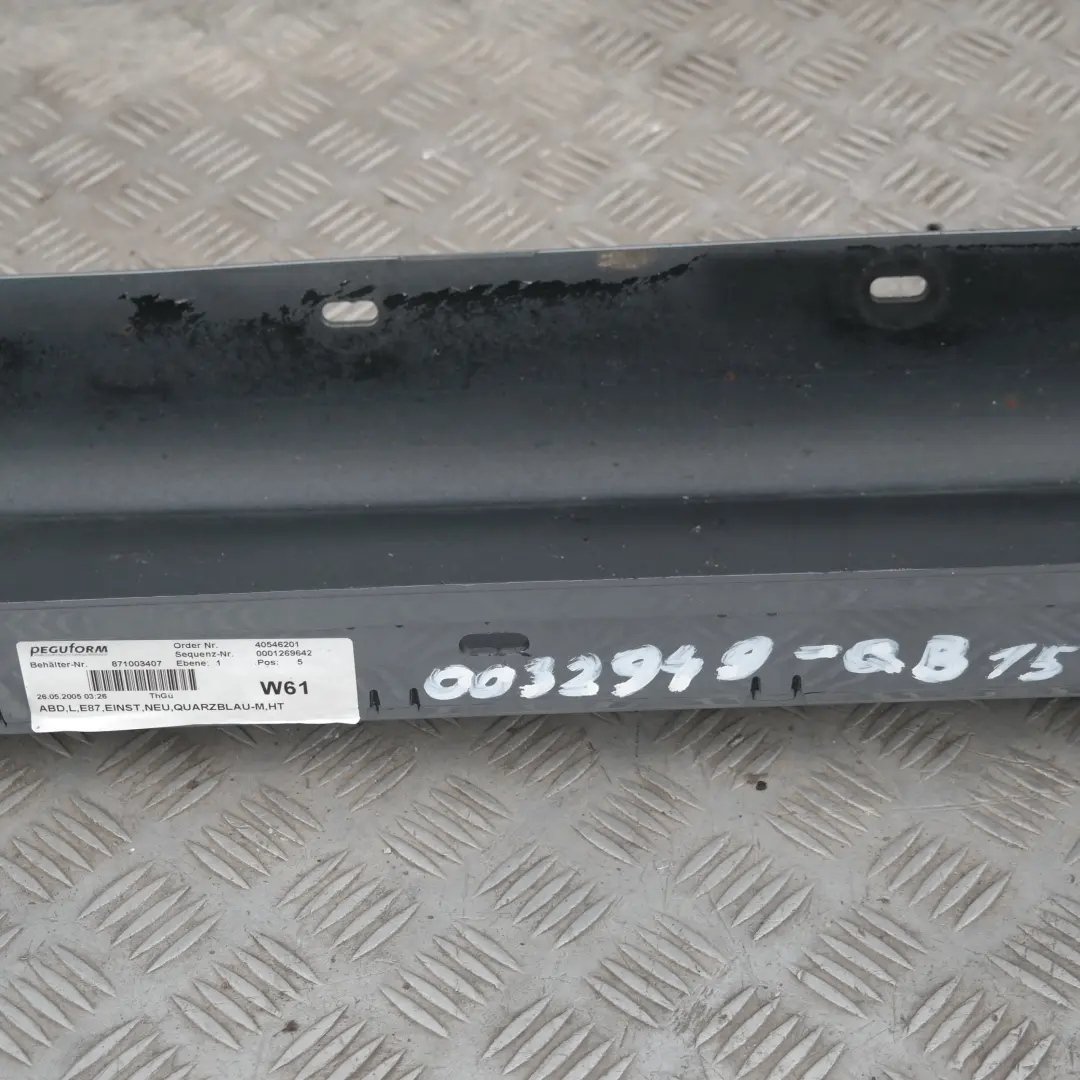 Baguette de seuil Jupe latérale gauche Quarzblau Bleu Bleu Métallisé A18 pour BMW E87 à propos du numéro de pièce 32949 BMW E87 Baguette de seuil Jupe latérale gauche Quarzblau Bleu Bleu Métallisé A18 - SKU 0032949-QB15 - Numéro de pièce 32949