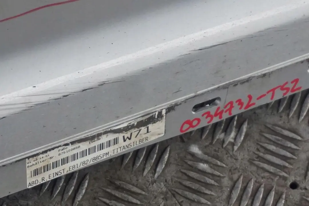 BMW 1 E81 E82 E88 M Sport Sill Strip Skirt Right O/S Titansilber Silver - 354 - SKU 0034732-TS2 - Part number 0034732