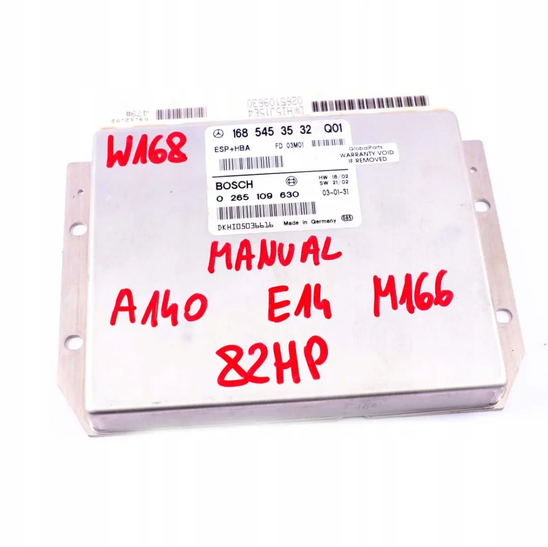 A140 82HP Komputer manual do Mercedes W168 o numerze A1685453532 Mercedes W168 A140 82HP Komputer manual - SKU A1685453532 - Numer Części A1685453532