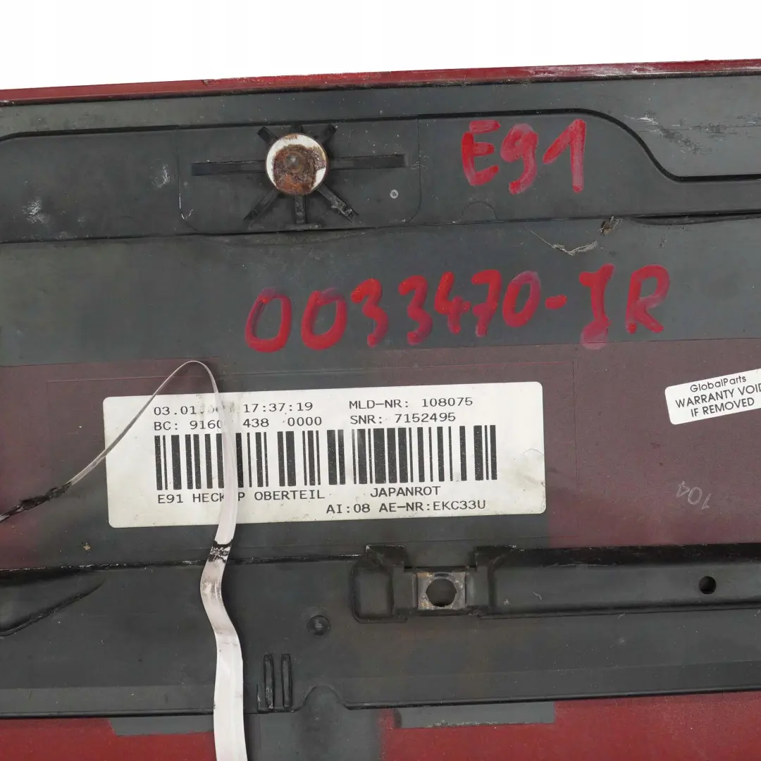 Spoiler Posteriore Portellone Rosso Giappone - 438 per BMW E91 Touring con numero di parte 0033470 BMW E91 Touring Spoiler Posteriore Portellone Rosso Giappone - 438 - SKU 0033470-JR - Numero di parte 0033470