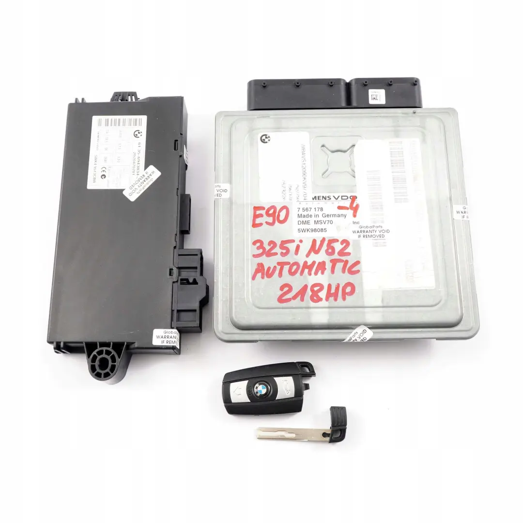 N52 325i 525i ECU Kit DME CAS3 Key Automatic BMW 3 5 Series E60 E90 E91 - SKU 7567178-4 - Part number 7567178