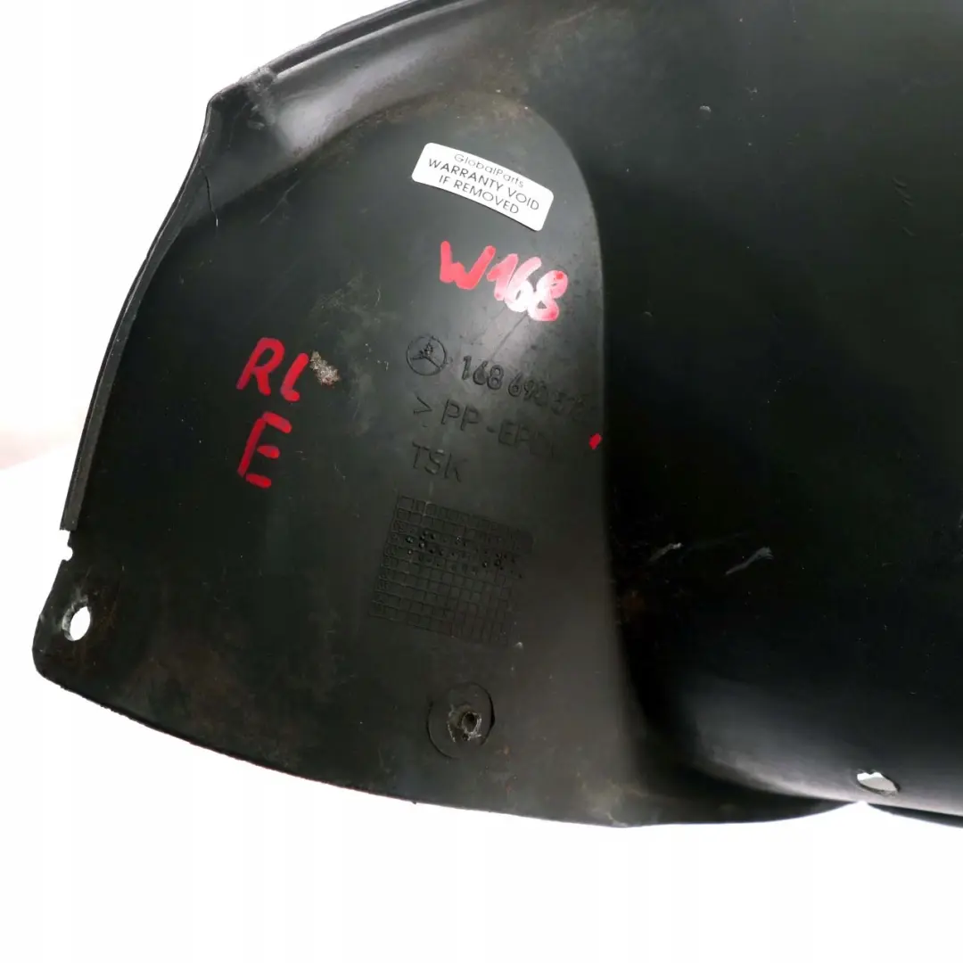 Mercedes-Benz A-Class W168 Rear Left N/S Wheel Arch Trim Cover Panel to with Part number A1686985730 Mercedes-Benz A-Class W168 Rear Left N/S Wheel Arch Trim Cover Panel - SKU A1686985730 - Part number A1686985730