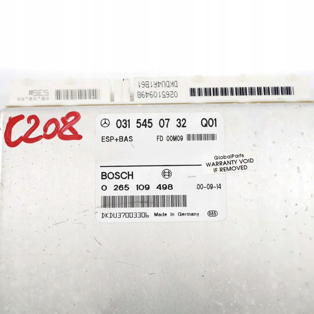 Mercedes-Benz W202 W208 W210 Esp + Bas Modulo Unit? Controllo Ecu per con numero di parte A0315450732 Mercedes-Benz W202 W208 W210 Esp + Bas Modulo Unit? Controllo Ecu - SKU A0315450732 - Numero di parte A0315450732