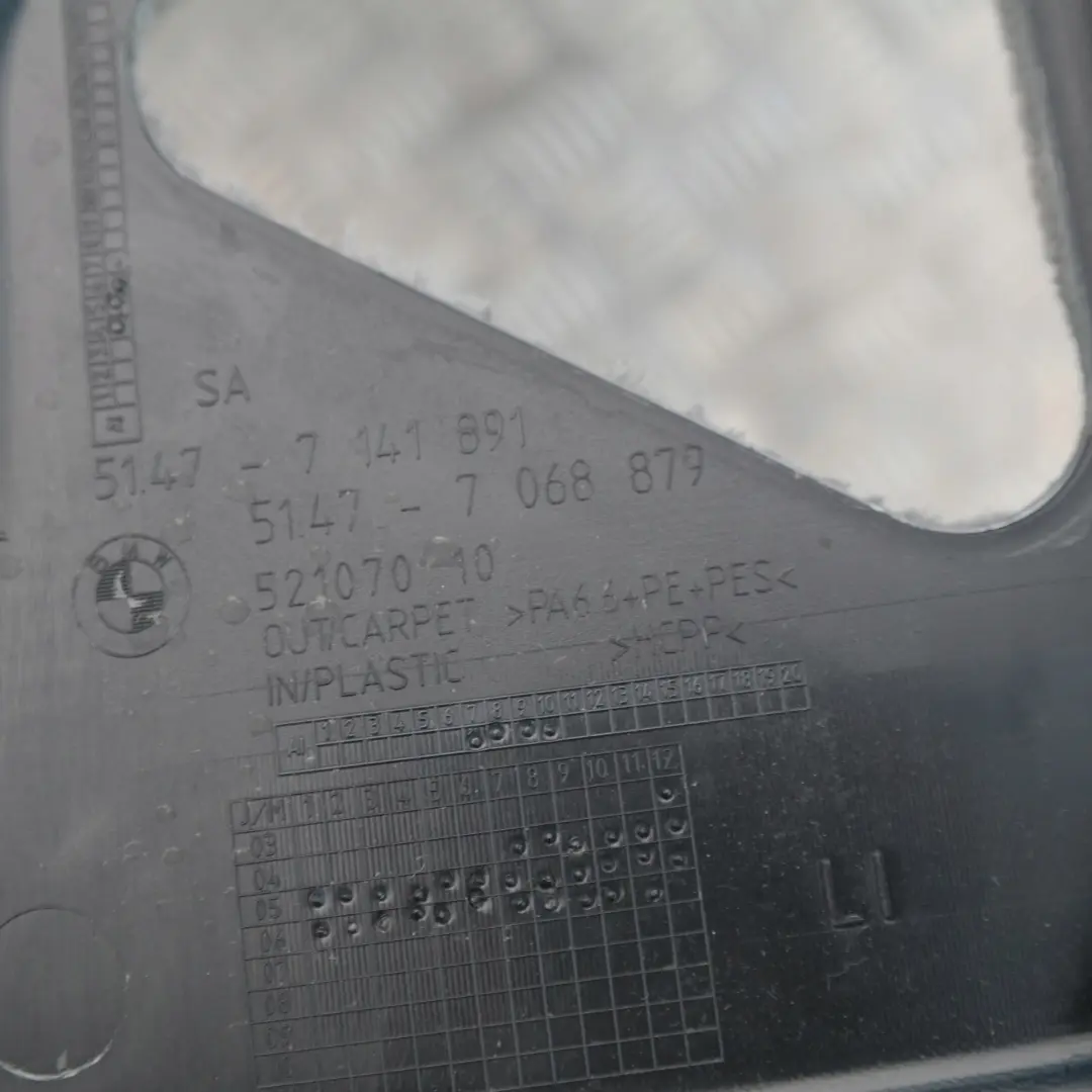BMW 3 Series E91 Front Left N/S Luggage Compartment Trim Panel Grey 7141891 - SKU 7146739 - Part number 7146739