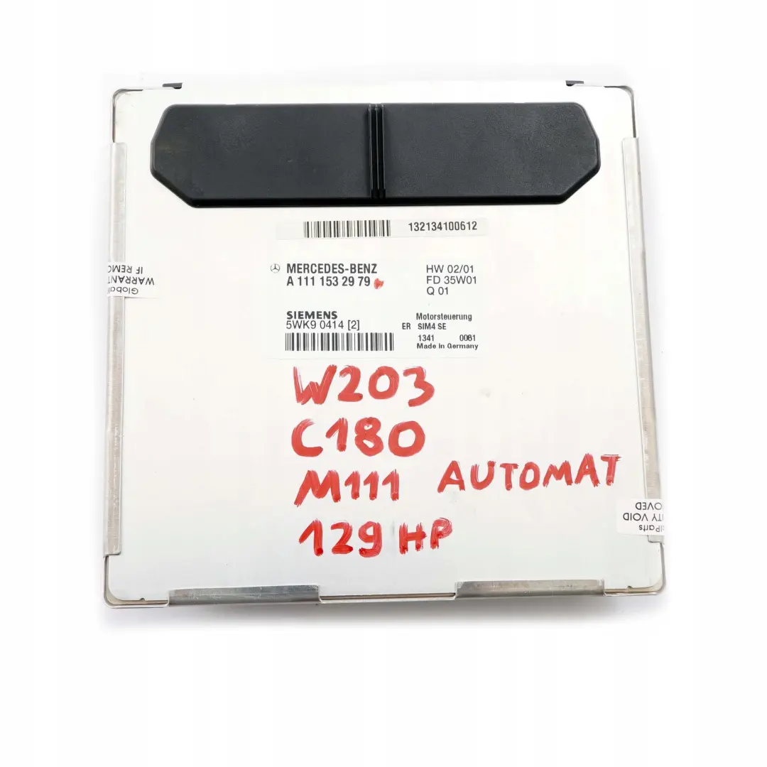 Mercedes-Benz W203 CL203 C 180 M111 Unita di Controllo Del Motore per con numero di parte A1111532979 Mercedes-Benz W203 CL203 C 180 M111 Unita di Controllo Del Motore - SKU A1111532979 - Numero di parte A1111532979