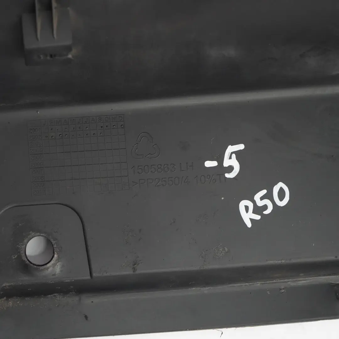 Side Cover Trim Sill Skirt Panel Left N/S Black to Mini One R50 5 with Part number 1505863 Mini One R50 5 Side Cover Trim Sill Skirt Panel Left N/S Black - SKU 1505863-5 - Part number 1505863