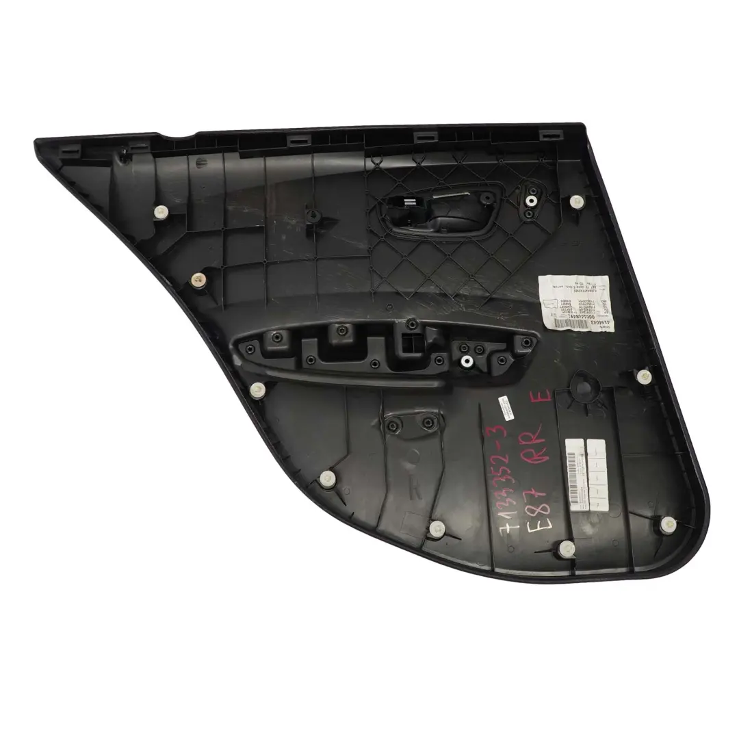 Right O/S Cloth Interior Door Card Panel Trim Black to BMW 1 Series E87 Rear with Part number 7133352 BMW 1 Series E87 Rear Right O/S Cloth Interior Door Card Panel Trim Black - SKU 7133352 - Part number 7133352