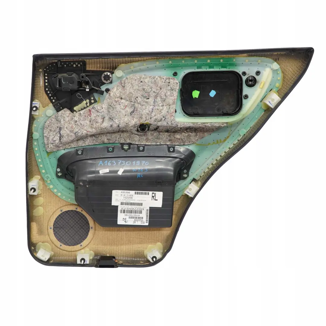  Mercedes-Benz ML W163 Rear Left N/S Door Card Trim Panel Black Leather - SKU A1637301970 - Part number A1637301970