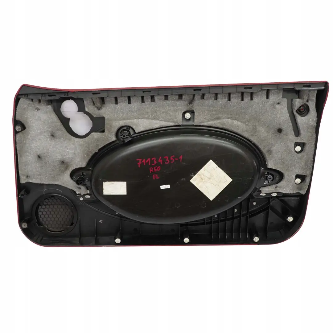 Türverkleidung Vorne Links Tartan Red Rot Leder Anthrazit für BMW Mini R50 1 mit Teilenummer 7113435 BMW Mini R50 1 Türverkleidung Vorne Links Tartan Red Rot Leder Anthrazit - SKU 7113435-1 - Teilenummer 7113435