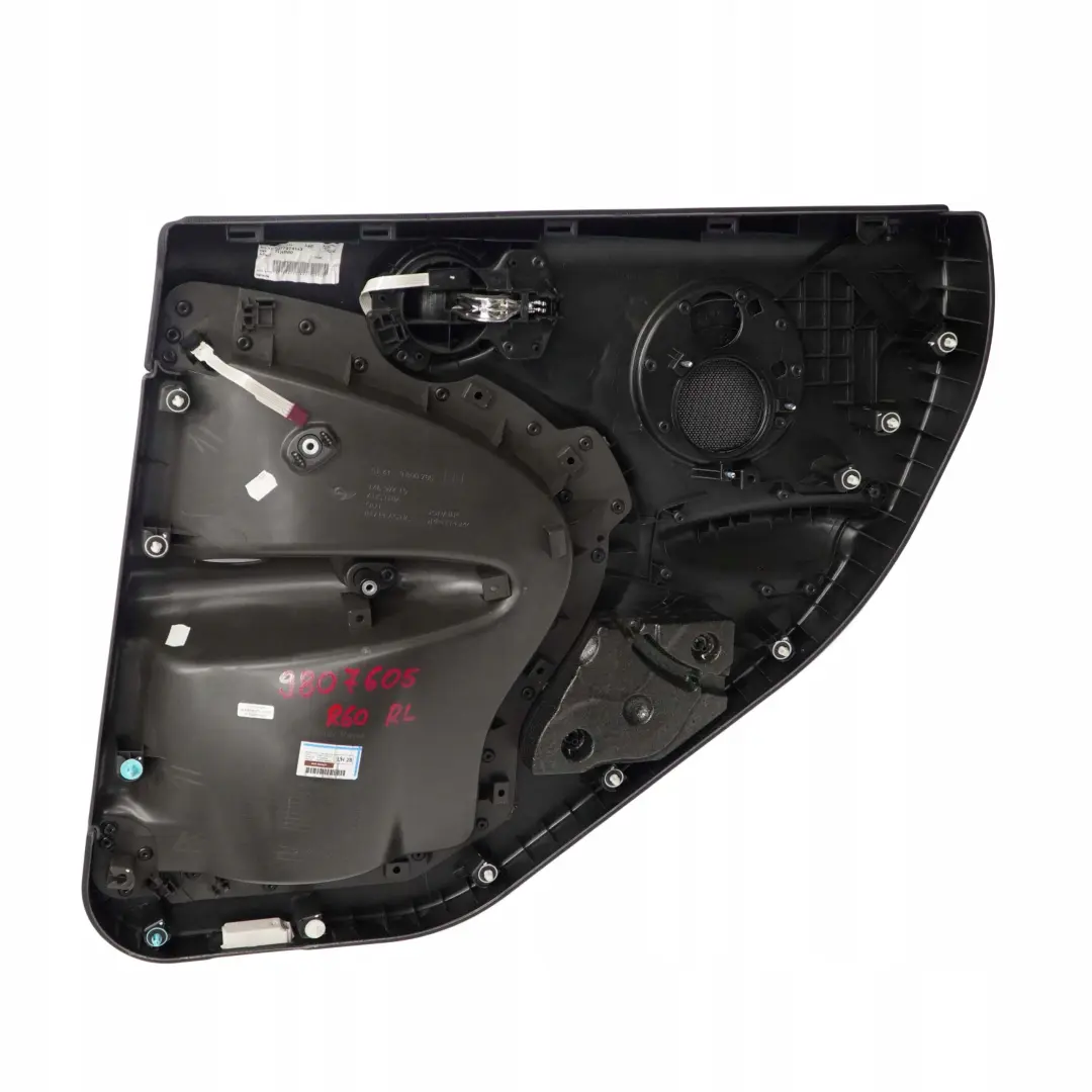 Left Door Card Trim Panel Black Dark Tobacco para Mini Countryman R60 Rear con número de pieza 9807605 Mini Countryman R60 Rear Left Door Card Trim Panel Black Dark Tobacco - SKU 9807605 - Número de pieza 9807605