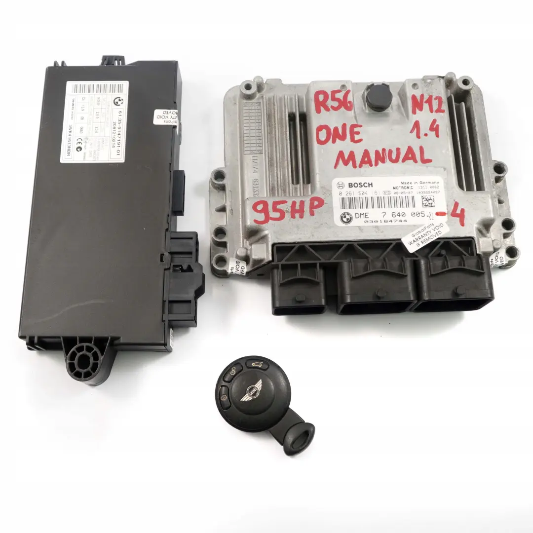 95HP Gasolina ECU Kit DME CAS3 + Clave Manual para Mini One R55 R56 N12 1.4 con número de pieza 7640005 Mini One R55 R56 N12 1.4 95HP Gasolina ECU Kit DME CAS3 + Clave Manual - SKU 7640005-4 - Número de pieza 7640005