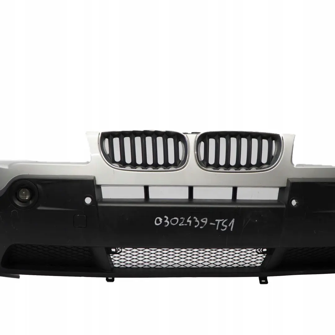 Complete Front Bumper PDC Titansilber Titan Silver Metallic to BMW X3 Series 1 E83 with Part number 0302439 BMW X3 Series 1 E83 Complete Front Bumper PDC Titansilber Titan Silver Metallic - SKU 0302439-TS1 - Part number 0302439
