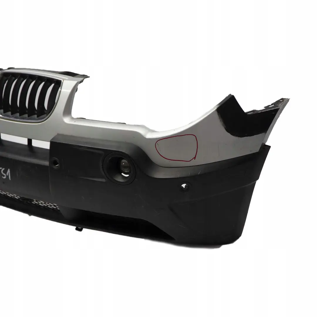 Complete Front Bumper PDC Titansilber Titan Silver Metallic to BMW X3 Series 1 E83 with Part number 0302439 BMW X3 Series 1 E83 Complete Front Bumper PDC Titansilber Titan Silver Metallic - SKU 0302439-TS1 - Part number 0302439