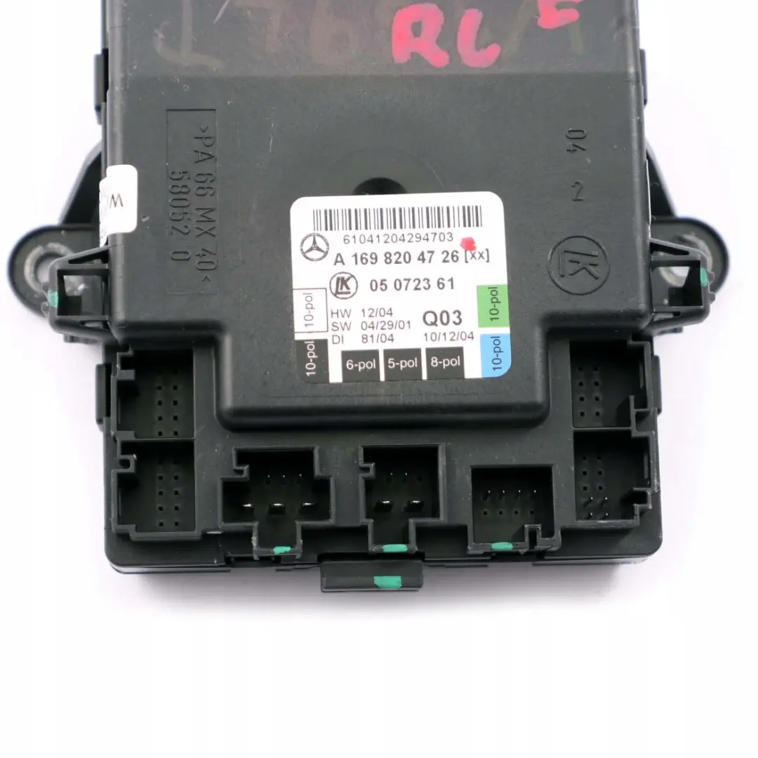 Puerta Trasera Izquierda Modulo Unidad De Control para Mercedes W169 con número de pieza A1698204726 Mercedes W169 Puerta Trasera Izquierda Modulo Unidad De Control - SKU A1698204726 - Número de pieza A1698204726