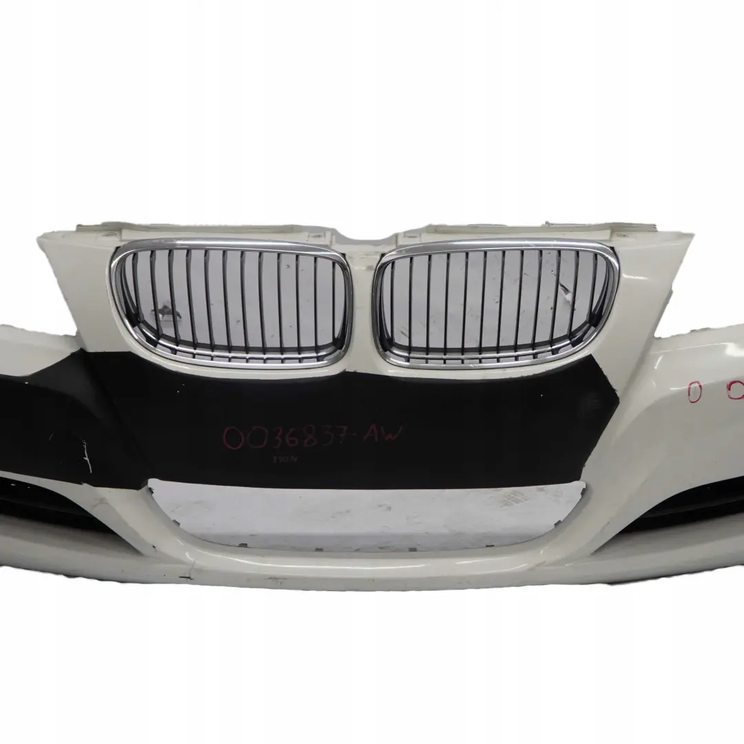 Front Bumper Trim Panel Complete Alpinweiss 3 White - 300 to BMW E90 E91 LCI with Part number 0036838 BMW E90 E91 LCI Front Bumper Trim Panel Complete Alpinweiss 3 White - 300 - SKU 0036837-AW - Part number 0036838