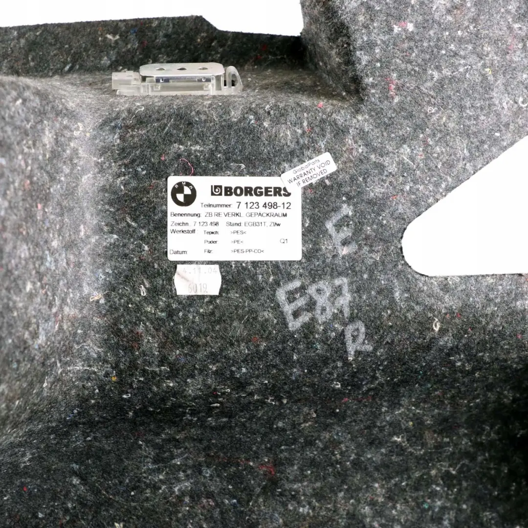 Coperchio Bagagliaio Destro Rivestimento Vano Bagagli per BMW E81 E87 con numero di parte 9203184 BMW E81 E87 Coperchio Bagagliaio Destro Rivestimento Vano Bagagli - SKU 7123498 - Numero di parte 9203184