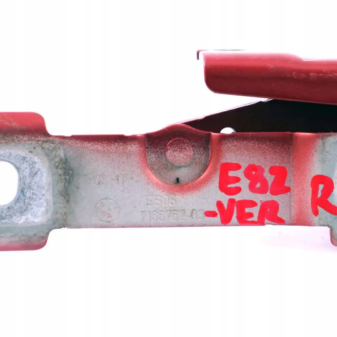 Scharnier Heckklappe Rechts Vermilionrot Metallic Rod für BMW 1 er E82 E88 mit Teilenummer 7166752 BMW 1 er E82 E88 Scharnier Heckklappe Rechts Vermilionrot Metallic Rod - SKU 7166752-VER - Teilenummer 7166752