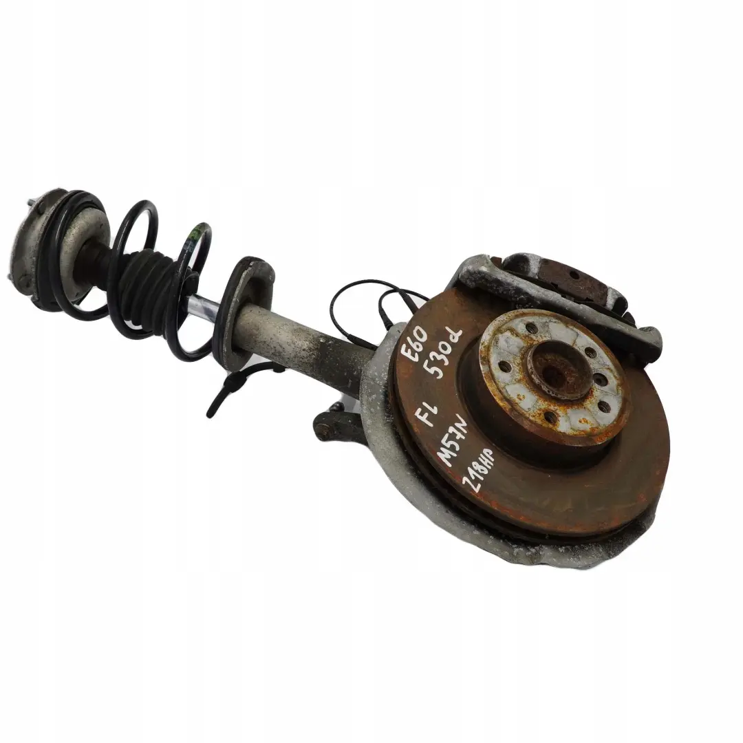 BMW 5 E60 530d M57N FRONT LEFT SPRING STRUT HUB LEG BRAKE CALLIPER DISC SET N/S - SKU 6764457-2 - Part number 31326764457