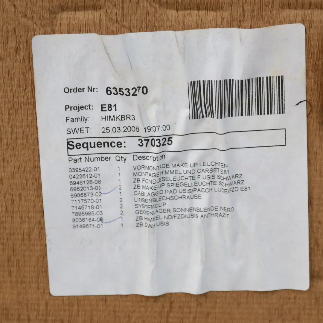 Podsufitka komplet M-Pakiet ANTHRAZIT do BMW E81 o numerze 9136304 BMW E81 Podsufitka komplet M-Pakiet ANTHRAZIT - SKU 9136304 - Numer Części 9136304