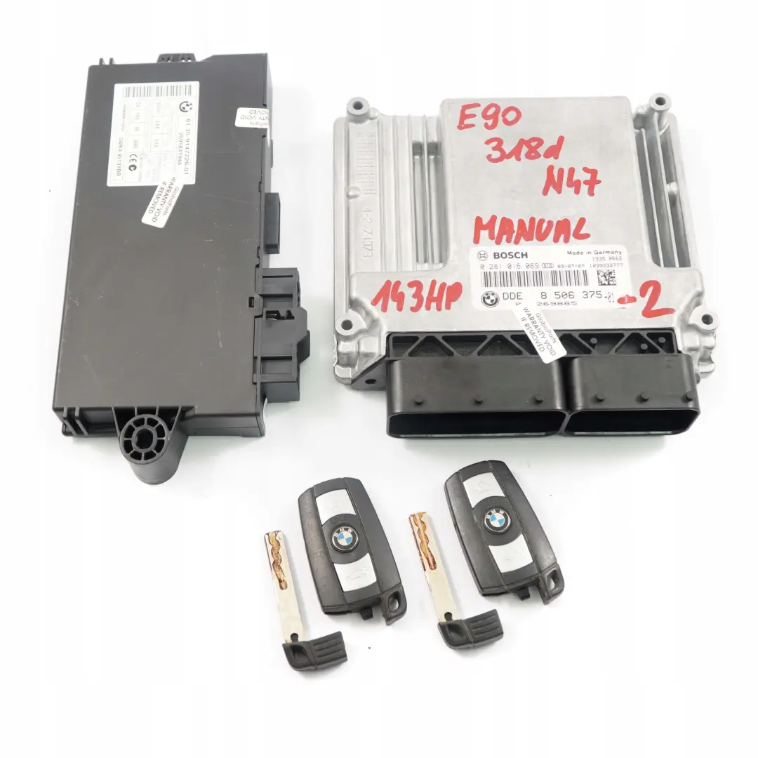 BMW E81 E87 E90 E91 LCI 118d 318d N47 Diesel ECU KIT DDE CAS3 + 2 Keys - SKU 8506375-2 - Part number 8506375