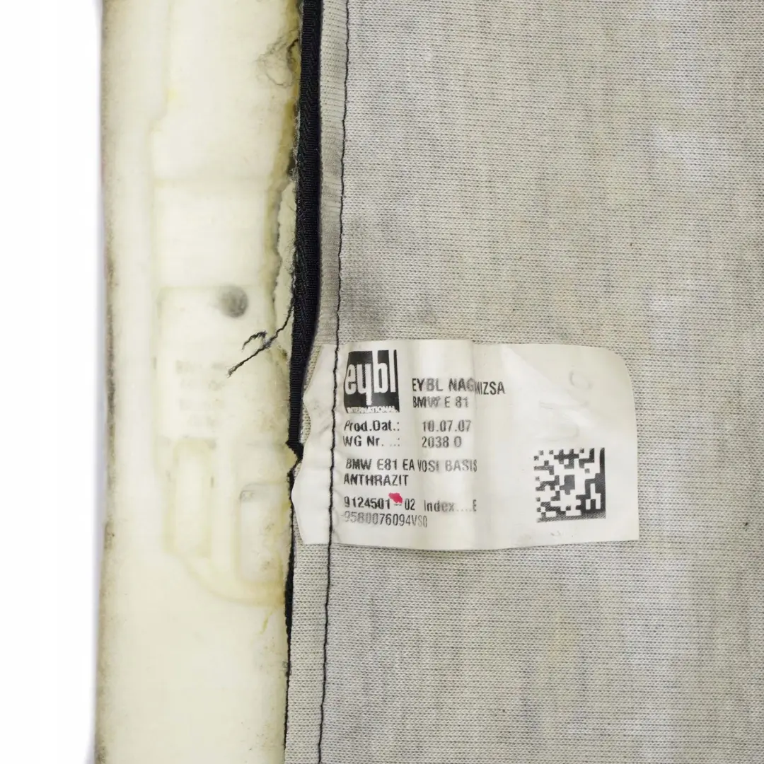 Front Left Right Seat N/O/S Cloth Fabric Cover Elektra Anthrazit to BMW E81 E82 with Part number 9124501 BMW E81 E82 Front Left Right Seat N/O/S Cloth Fabric Cover Elektra Anthrazit - SKU 9124501 - Part number 9124501