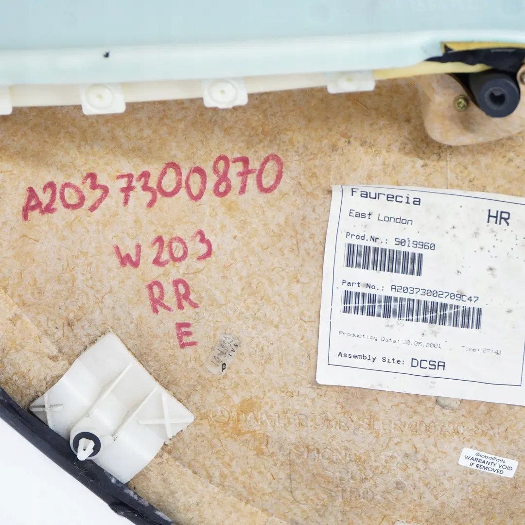  Mercedes-Benz C-Klasse W203 Türverkleidung Hinten Rechts Stoff Anthrazit - SKU A2037300870 - Teilenummer A2037300870