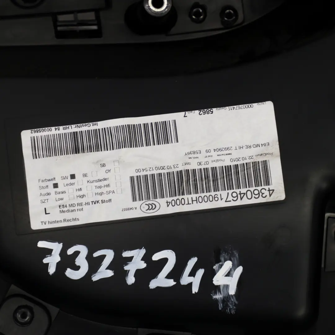 BMW X1 Reihe E84 Türverkleidung Hinten Rechts Stoff Median Vermilionrot - SKU 7327244 - Teilenummer 7327244