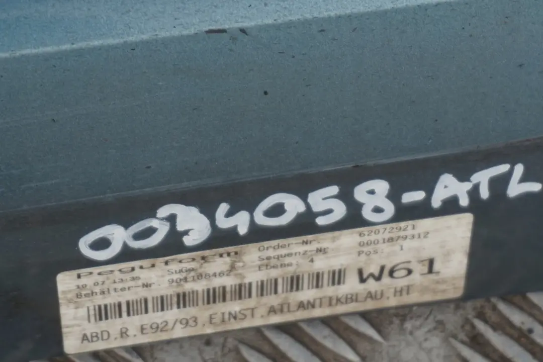 BMW 3 Series E92 E93 Sill Strip Side Skirt Right O/S Atlantikblau Atlantic Blue - SKU 0034058-ATL - Part number 0034058