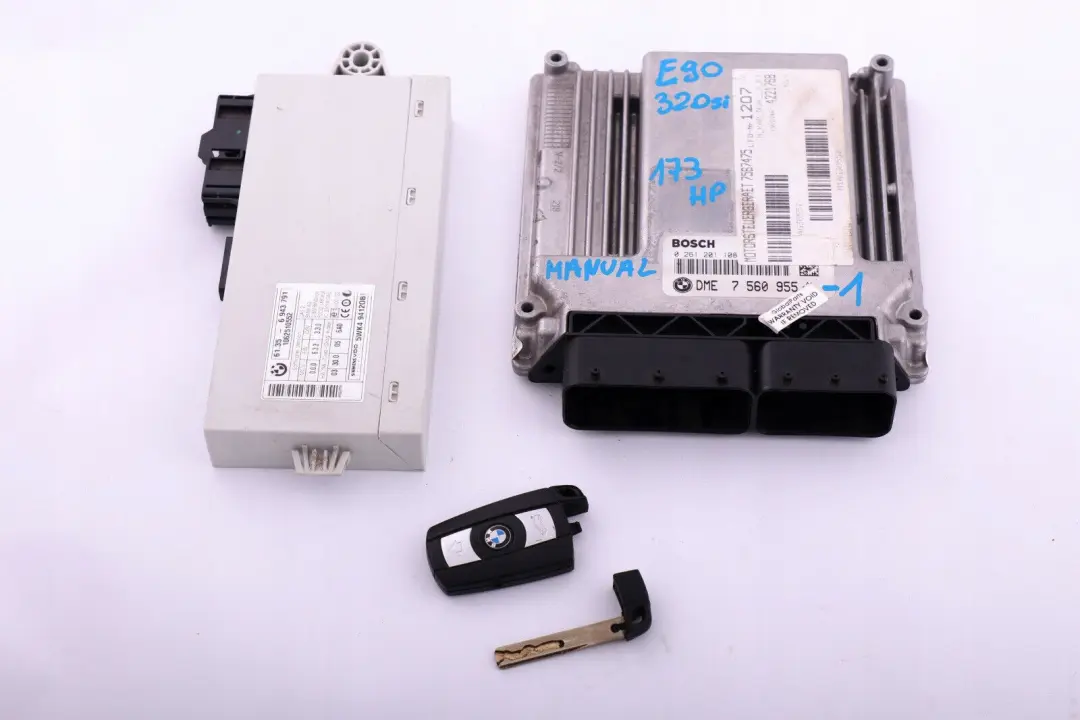 320si 173HP DME Petrol N45 ECU Kit CAS2 + Key Manual to BMW 3 Series E90 with Part number 7560955 BMW 3 Series E90 320si 173HP DME Petrol N45 ECU Kit CAS2 + Key Manual - SKU 7560955-1 - Part number 7560955