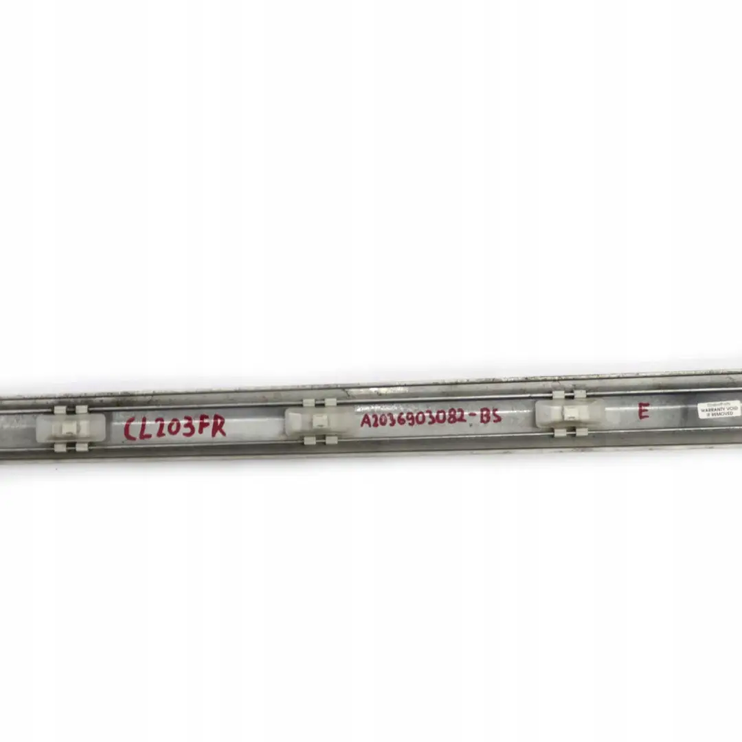 Mercedes-Benz CL203 Front Right Door O/S Trim Molding Strip Brilliant Silver to with Part number A2036903082 Mercedes-Benz CL203 Front Right Door O/S Trim Molding Strip Brilliant Silver - SKU A2036903082-BS - Part number A2036903082